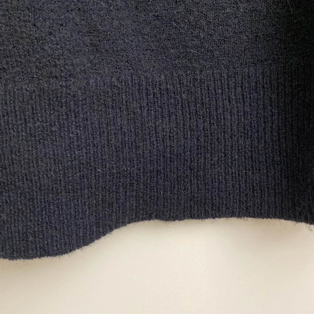 J Crew Mock Neck Sweater Pullover Womens S Merino Wool/Alpaca Blend Black preppy